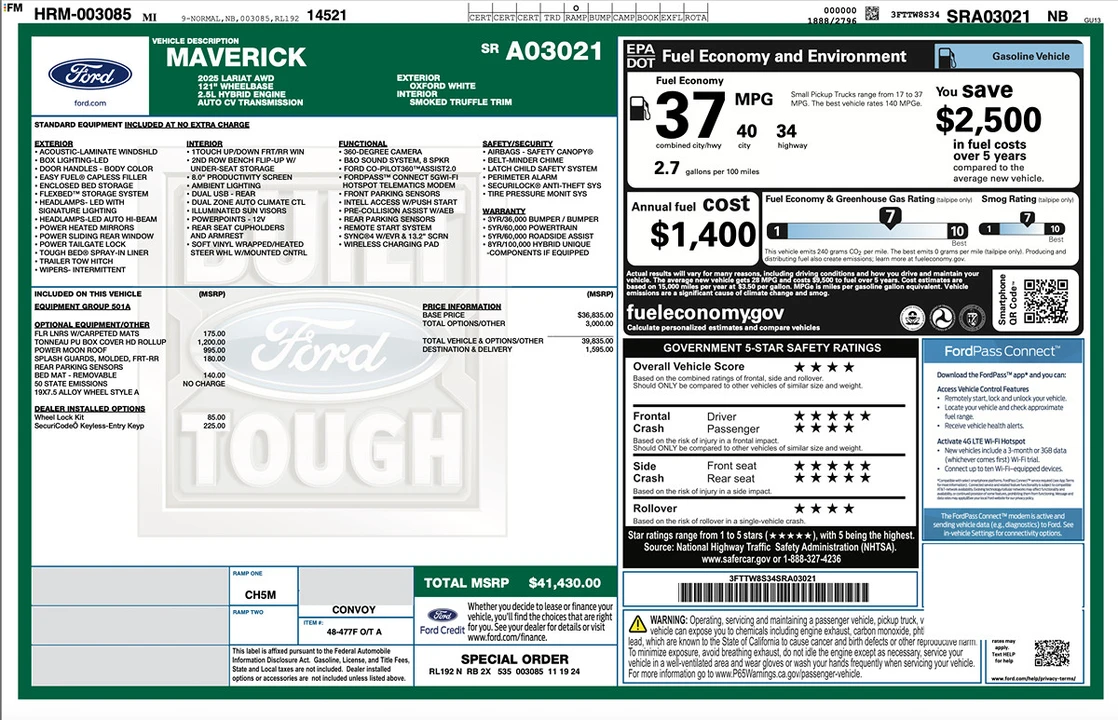 2025 Ford Maverick - Image 2 of 22
