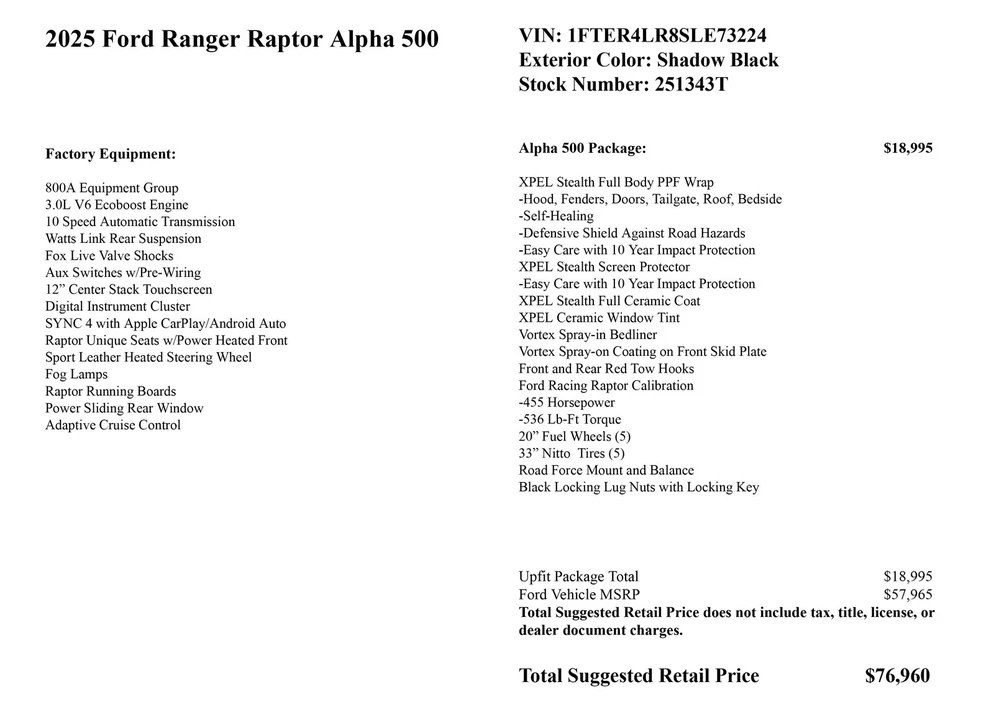 2025 Ford Ranger Raptor 5th Gen - Image 2 of 21