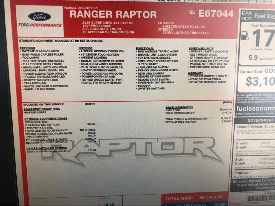 2025 Ford Ranger Raptor 5th Gen - Image 5 of 9