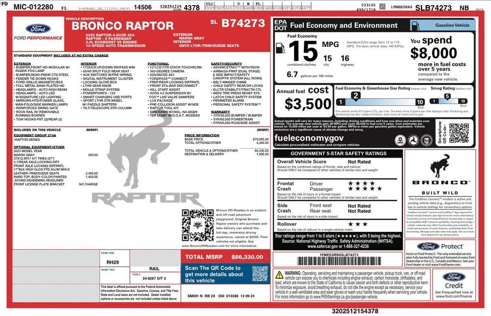 2025 Ford Bronco Raptor 6th Gen - Image 20 of 20