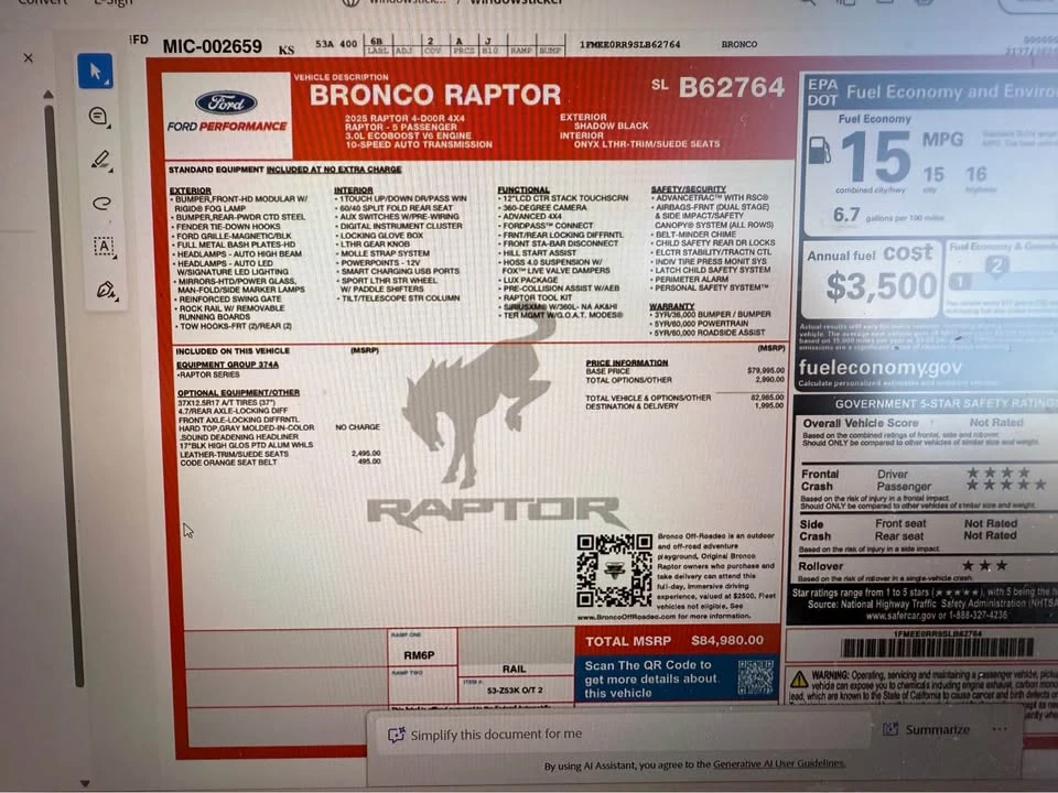2025 Ford Bronco Raptor 6th Gen - Image 12 of 12