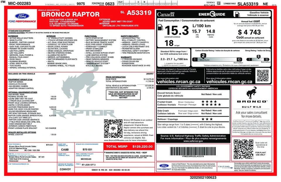2025 Ford Bronco Raptor 6th Gen - Image 7 of 7