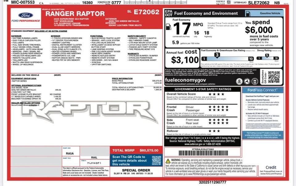 2025 Ford Ranger Raptor 5th Gen - Image 12 of 12