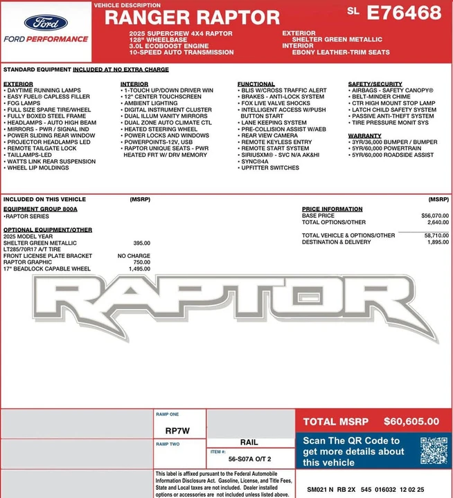 2025 Ford Ranger Raptor 5th Gen - Image 20 of 20