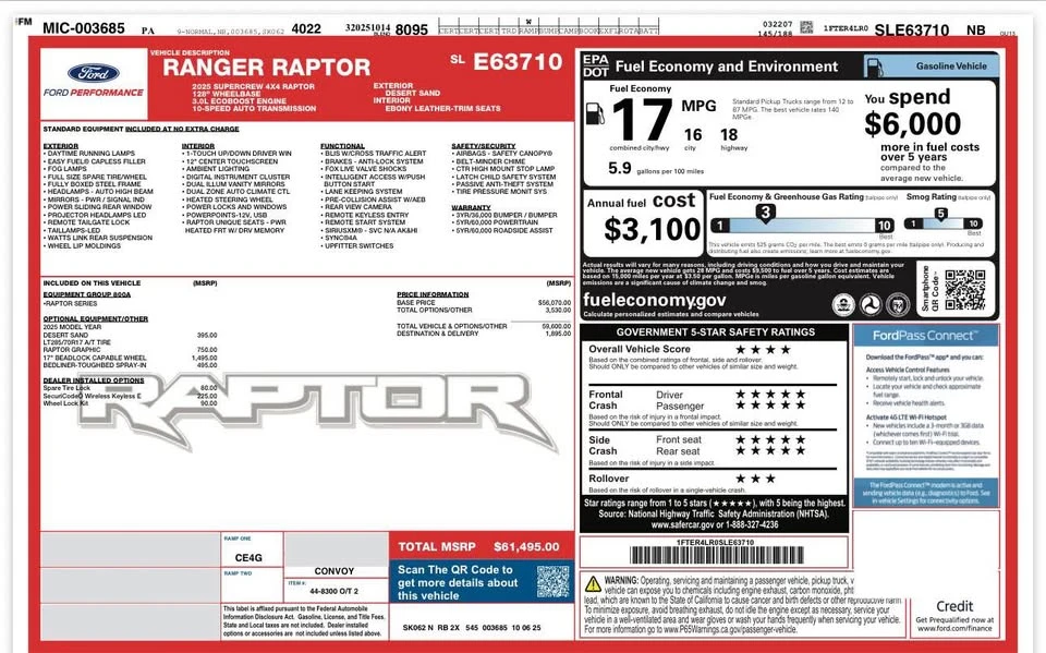 2025 Ford Ranger Raptor 5th Gen - Image 19 of 20