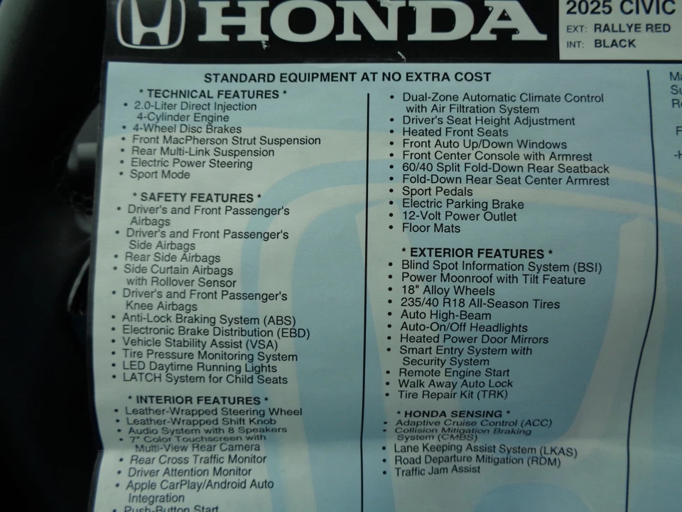2025 Honda Civic 11th Gen - Image 30 of 31