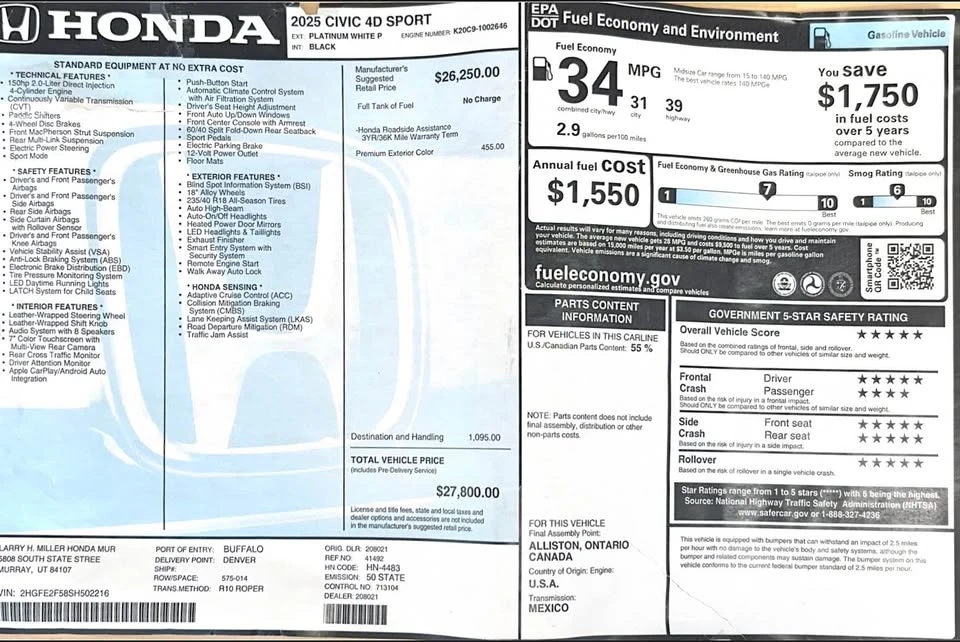 2025 Honda Civic 11th Gen - Image 17 of 20