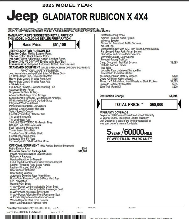 2025 Jeep JT Gladiator - Image 20 of 20