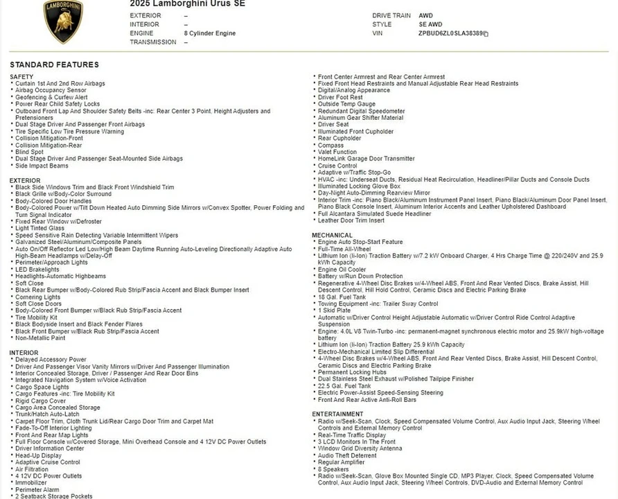 2025 Lamborghini Urus SE - Image 17 of 20