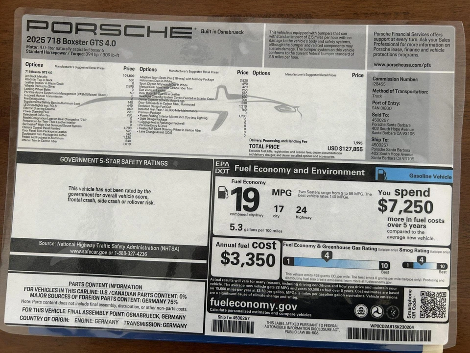 2025 Porsche 718 Boxster GTS 4.0 - Image 8 of 8