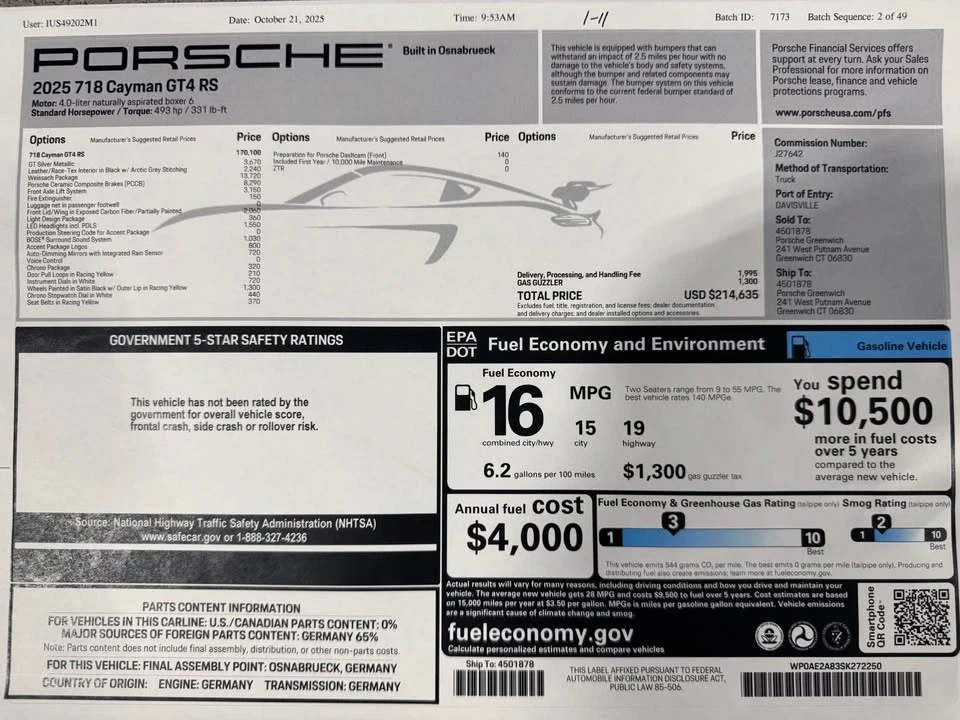 2025 Porsche 718 Cayman - Image 7 of 7