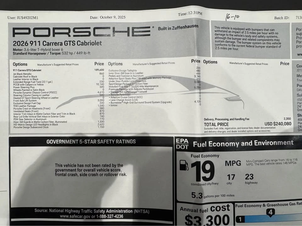 2025 Porsche 992 Carrera GTS - Image 3 of 9