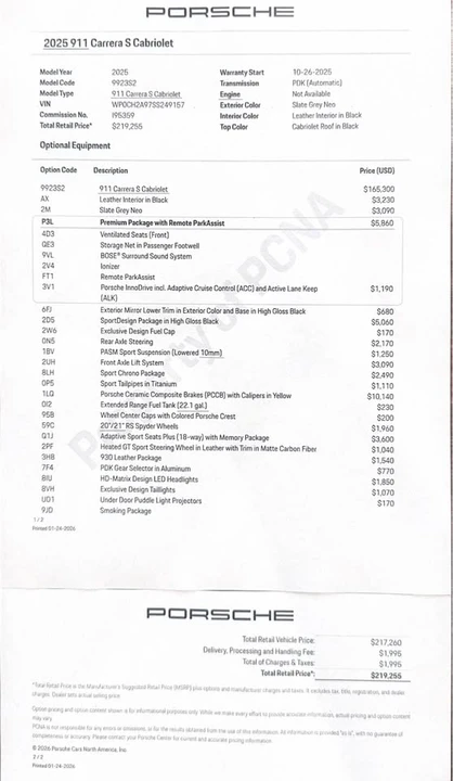 2025 Porsche 992 Carrera S - Image 20 of 20