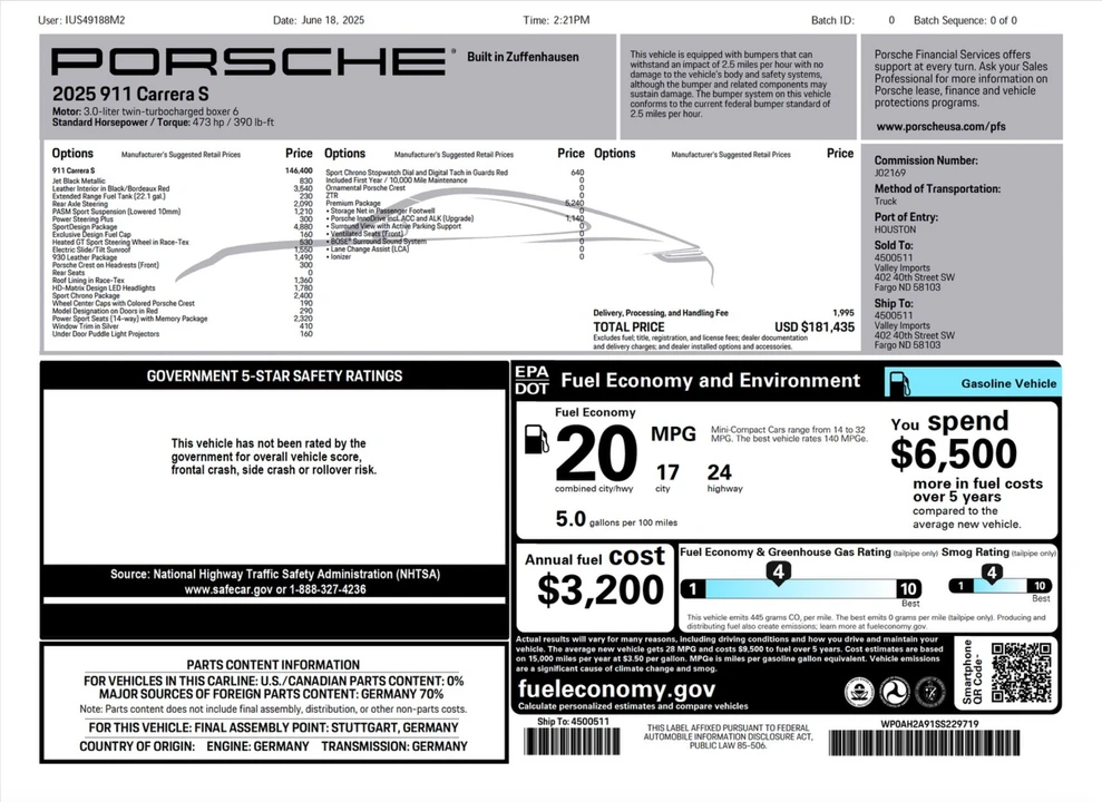 2025 Porsche 992 Carrera S - Image 7 of 7