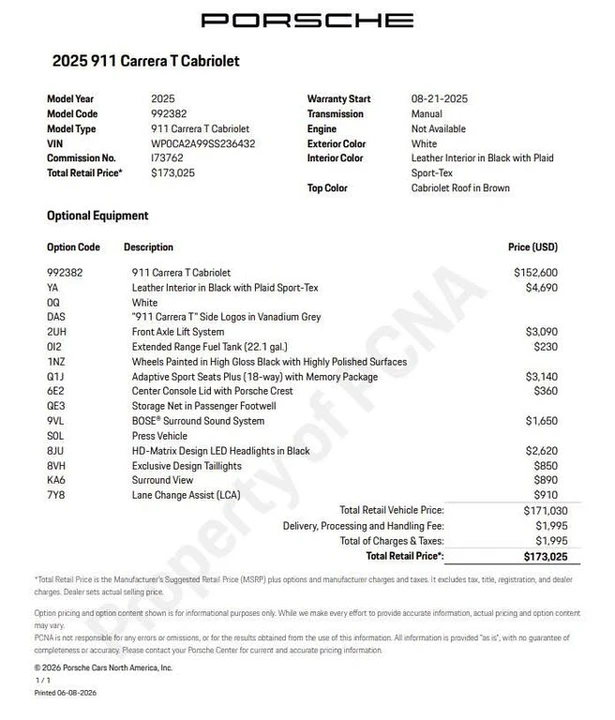 2025 Porsche 992 Carrera T - Image 6 of 31