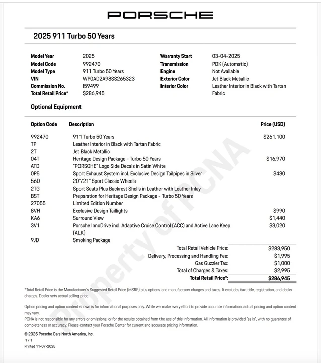 2025 Porsche 992 Turbo - Image 2 of 6