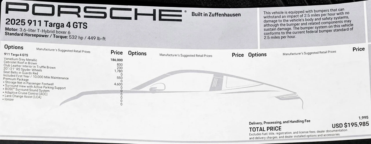 2025 Porsche 992 Targa 4 GTS - Image 2 of 31