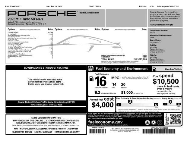2025 Porsche 992 Turbo - Image 9 of 9