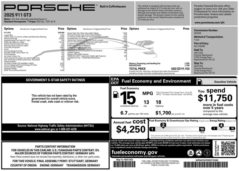 2025 Porsche 992 GT3 - Image 13 of 13