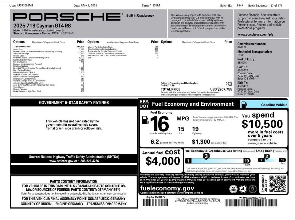2025 Porsche 992 GT3 RS - Image 17 of 17
