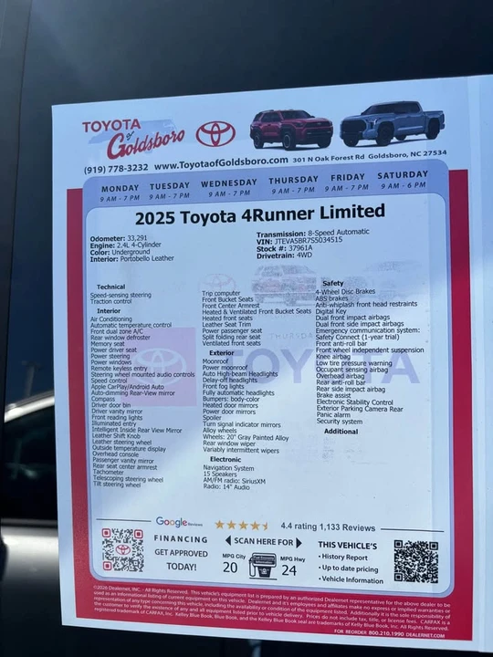 2025 Toyota 4Runner 6th Gen - Image 7 of 7