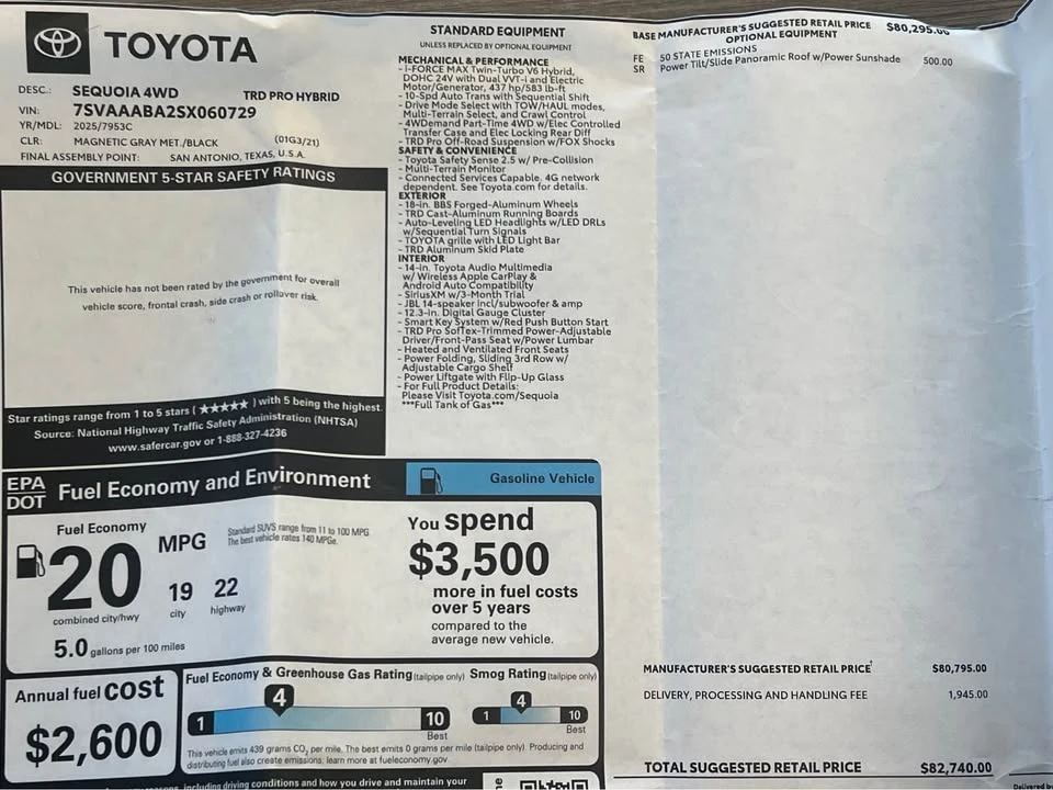 2025 Toyota Sequoia 3rd Gen - Image 20 of 20