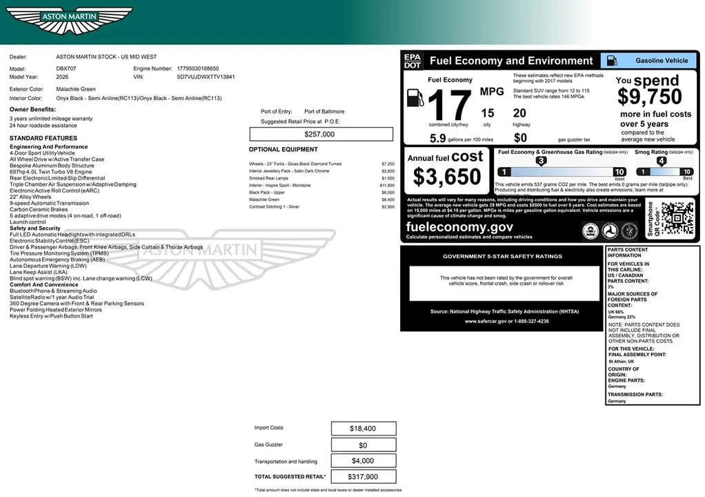 2026 Aston Martin DBX 707 - Image 14 of 14