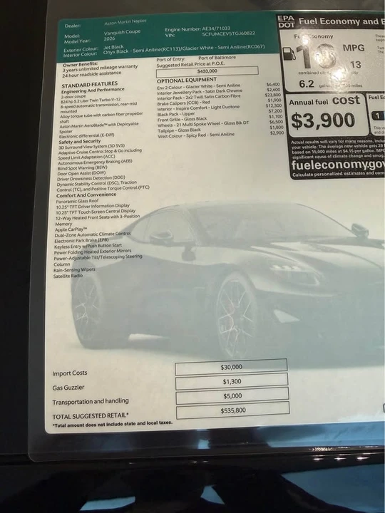 2026 Aston Martin Vanquish 3rd Gen - Image 20 of 21