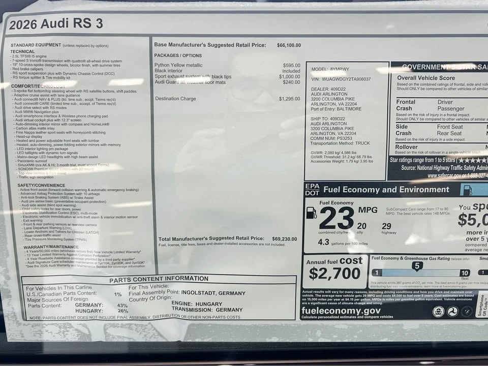 2026 Audi 8Y RS3 - Image 6 of 6