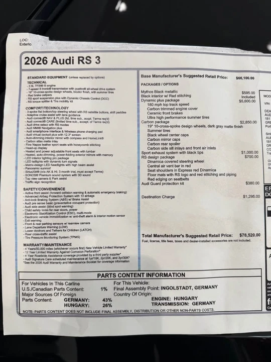 2026 Audi 8Y RS3 - Image 8 of 8