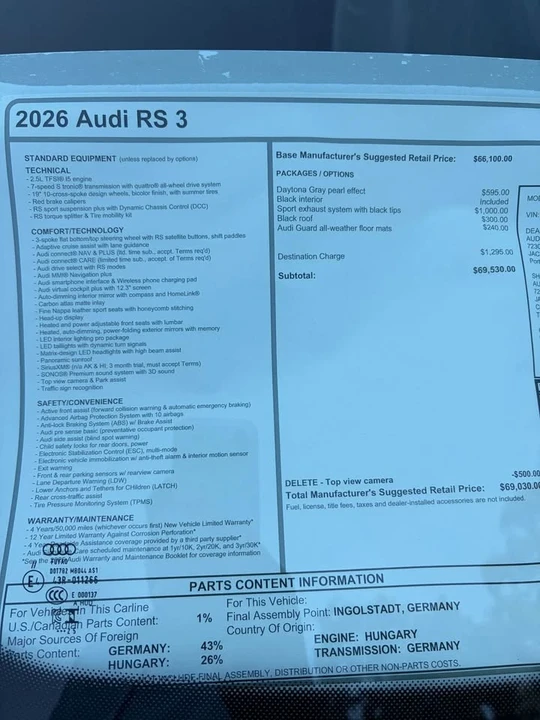 2026 Audi 8Y RS3 - Image 3 of 3