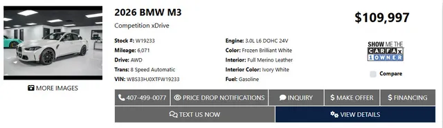 2026 BMW M3 Competition xDrive Sedan 4D