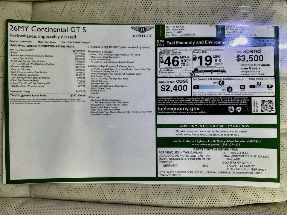 2026 Bentley Continental GT 4th Gen - Image 26 of 27