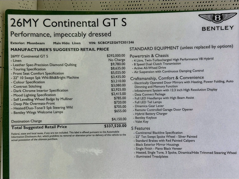 2026 Bentley Continental GT 4th Gen - Image 27 of 27