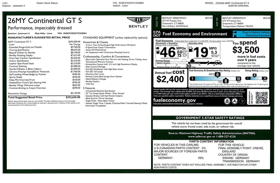 2026 Bentley Continental GT 4th Gen - Image 11 of 11