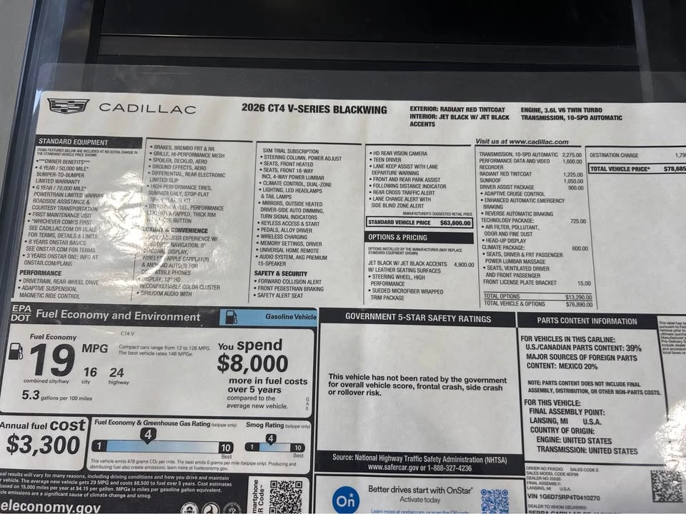 2026 Cadillac CT4-V Blackwing - Image 10 of 10