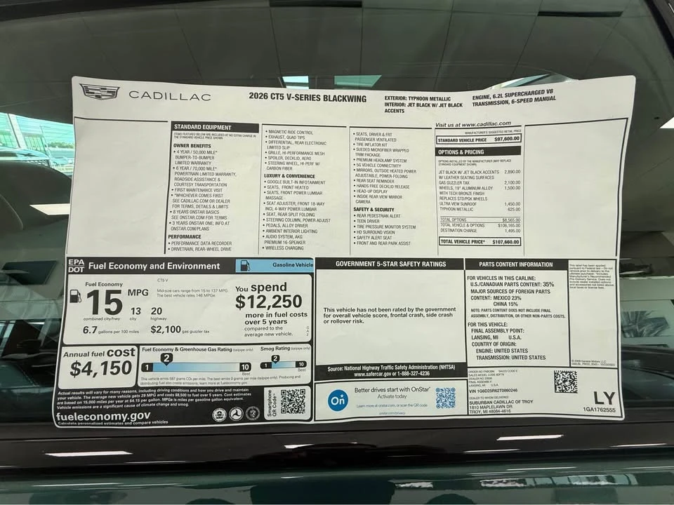 2026 Cadillac CT5-V Blackwing - Image 8 of 8