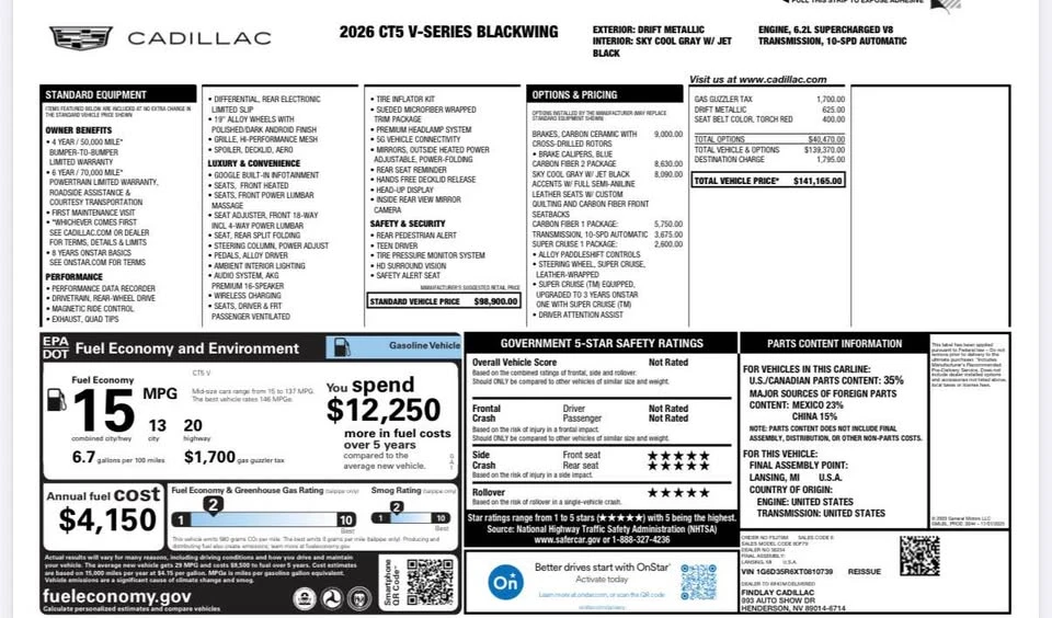 2026 Cadillac CT5-V Blackwing - Image 18 of 19