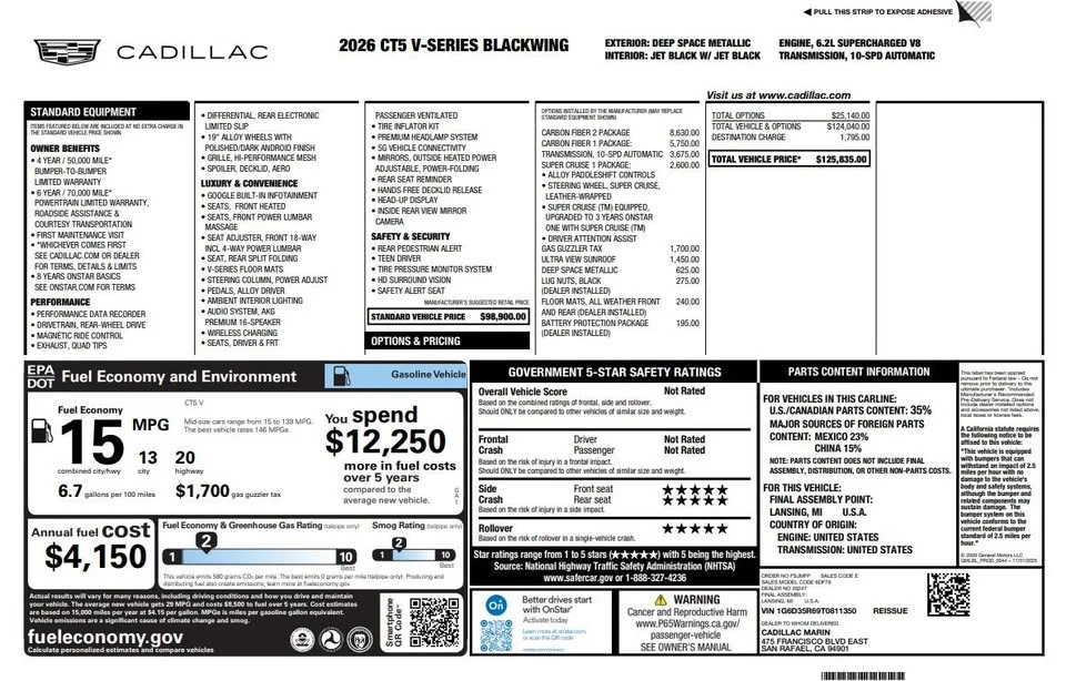 2026 Cadillac CT5-V Blackwing - Image 2 of 2