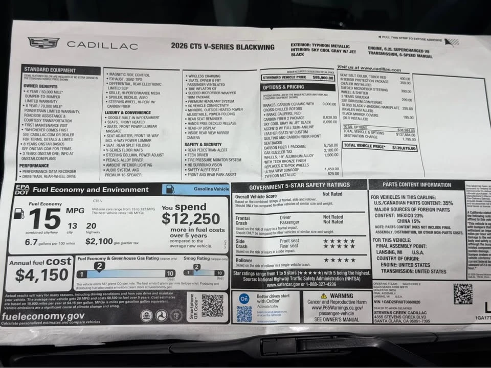 2026 Cadillac CT5-V Blackwing - Image 8 of 8