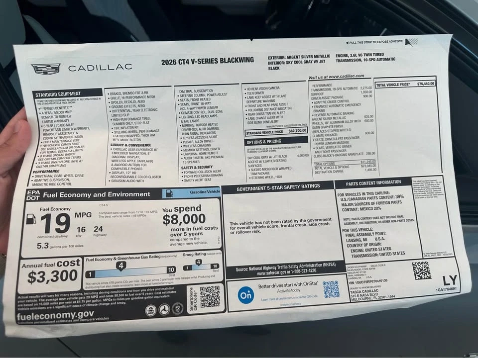2026 Cadillac CT4-V Blackwing - Image 10 of 10