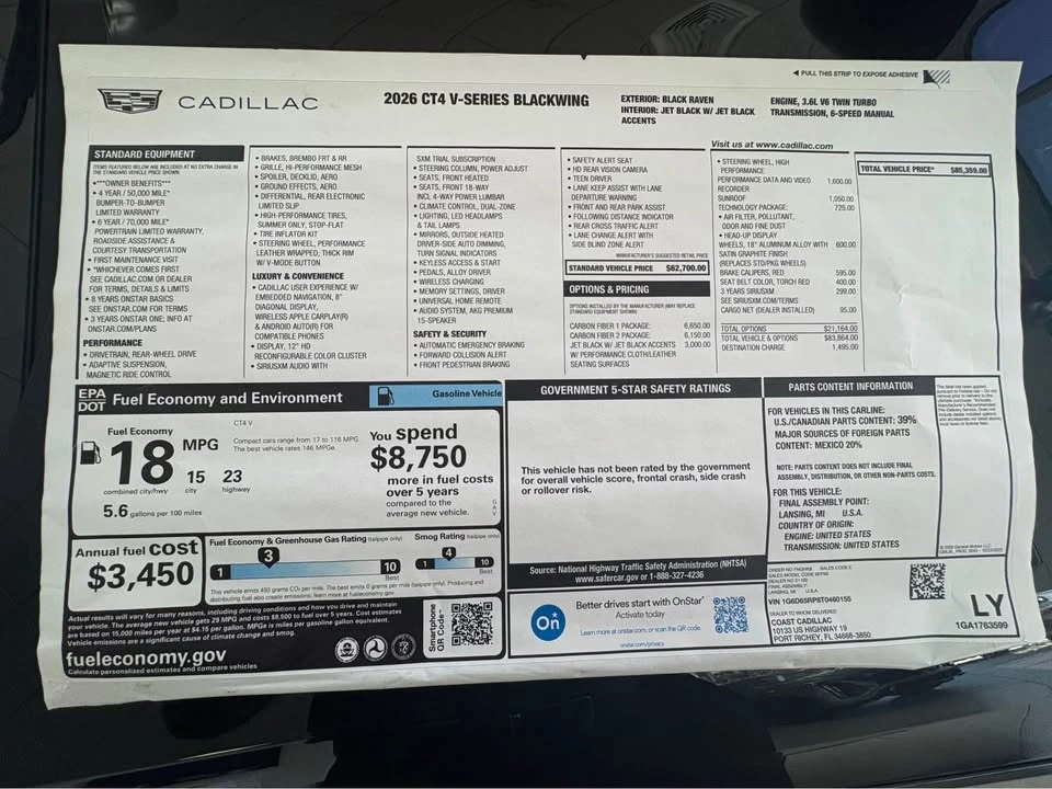 2026 Cadillac CT4-V Blackwing - Image 6 of 6
