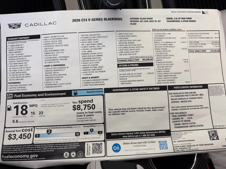 2026 Cadillac CT4-V Blackwing - Image 12 of 14