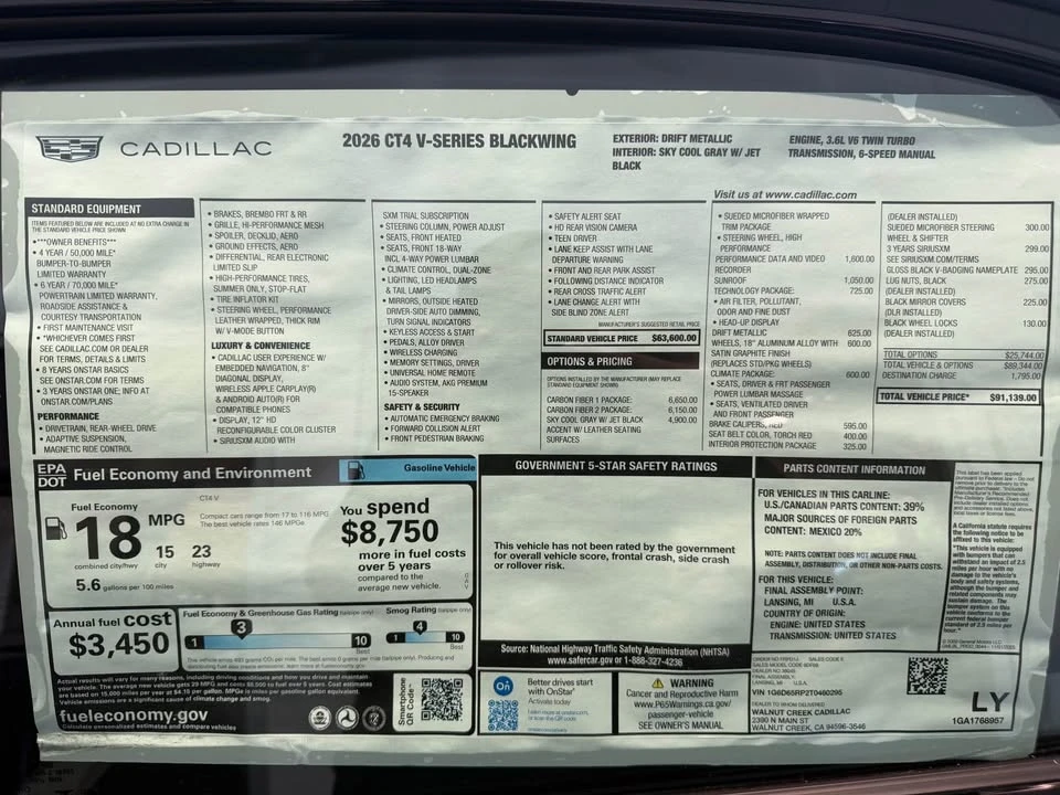 2026 Cadillac CT4-V Blackwing - Image 15 of 15