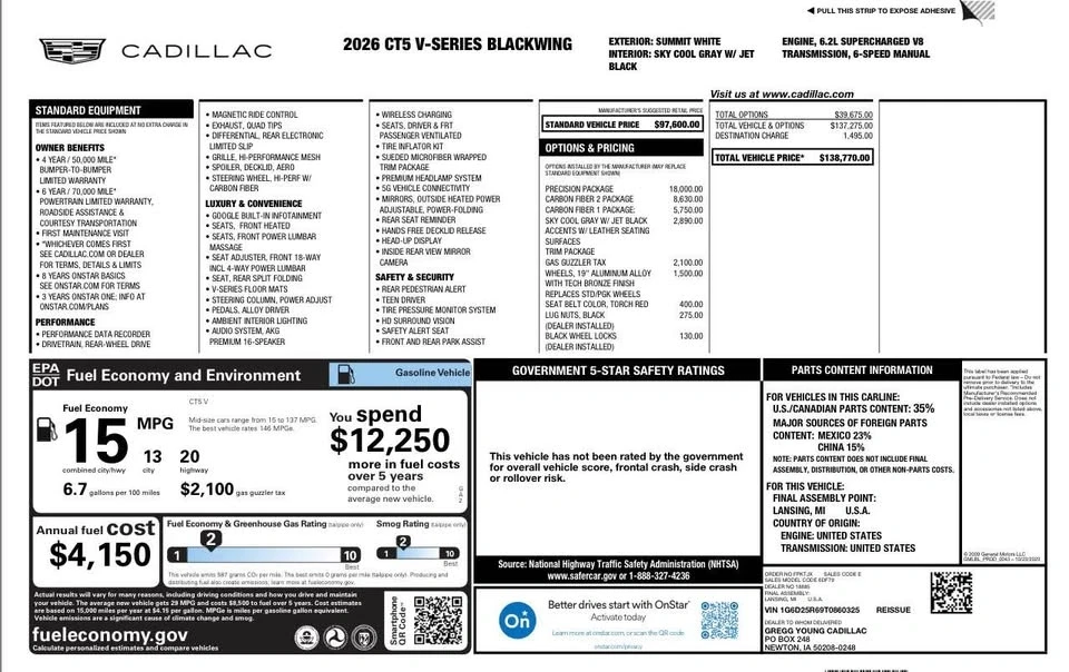2026 Cadillac CT5-V Blackwing - Image 14 of 14