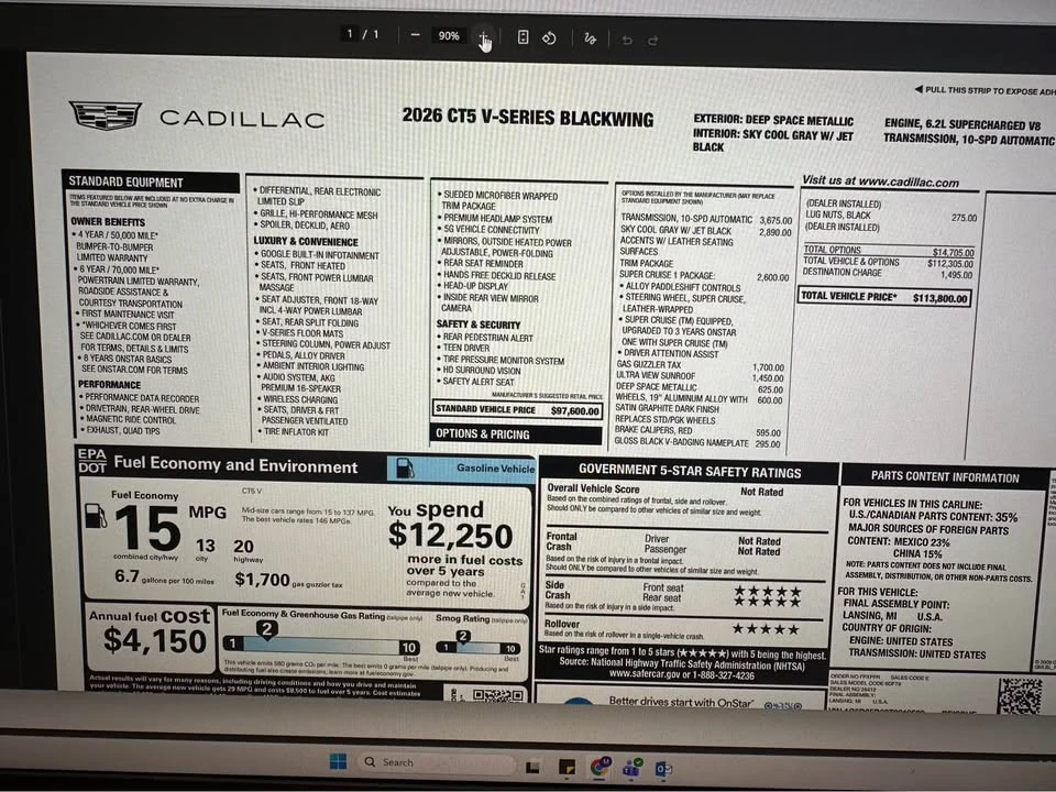 2026 Cadillac CT5-V Blackwing - Image 3 of 3