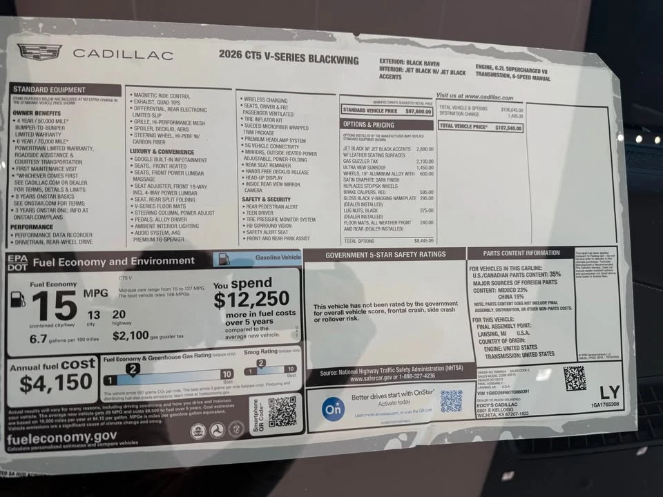 2026 Cadillac CT5-V Blackwing - Image 3 of 20