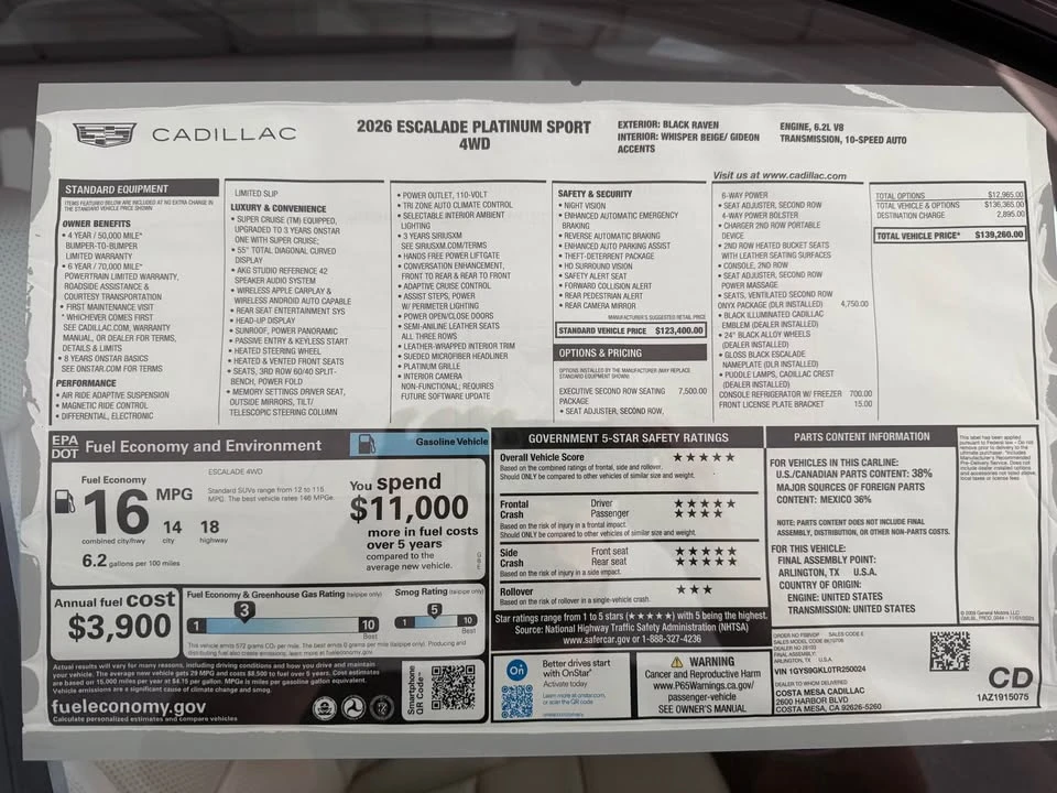 2026 Cadillac Escalade 5th Gen - Image 12 of 12