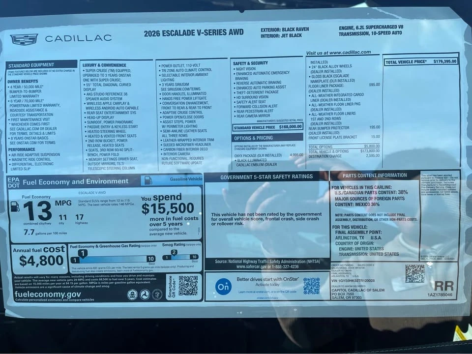 2026 Cadillac Escalade-V 5th Gen - Image 2 of 17