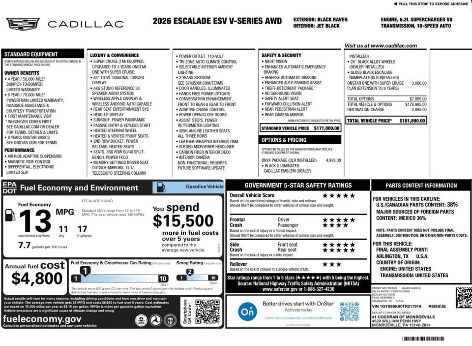 2026 Cadillac Escalade-V 5th Gen - Image 2 of 2